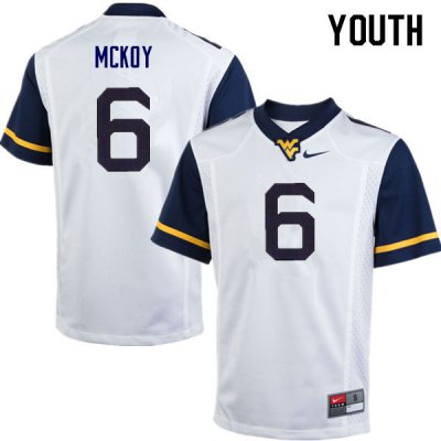 Youth West Virginia Mountaineers NCAA #6 Kennedy McKoy White Authentic Nike Stitched College Football Jersey LU15Q52PI